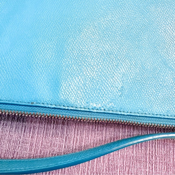 Coach Sky Blue Leather Crossbody Clutch/pouch/purse/bag - Picture 11 of 16